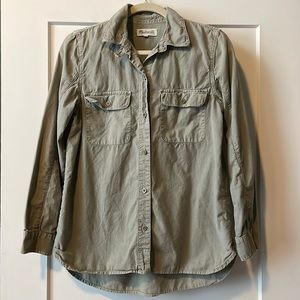 Madewell Military Light Army Green Button Down Field Shirt size Small